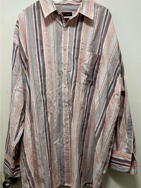 Casual Striped Button-Down Shirt in Pink Multi by Capsule